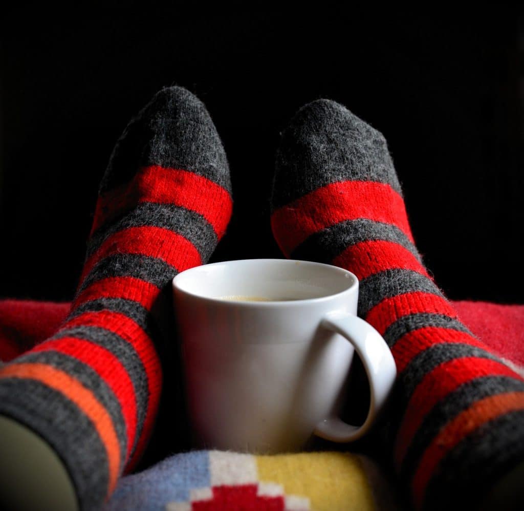 thick socks and cup of tea