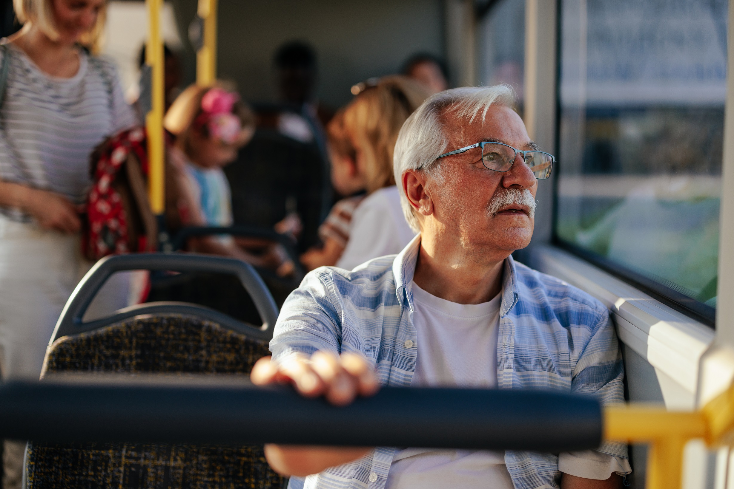 Man on bus.