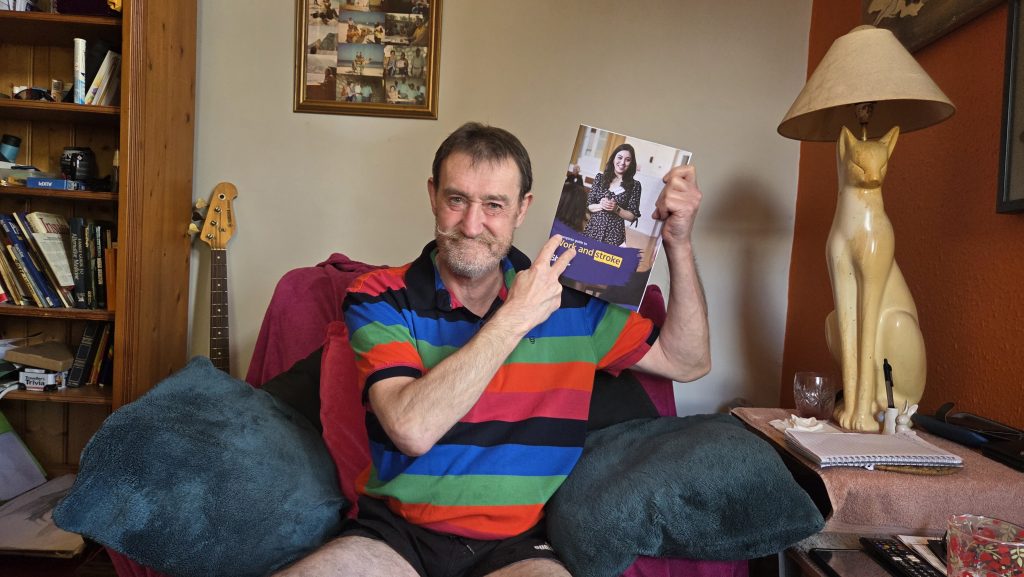 Howard James, holding up some of the information he was provided with at the sessions.