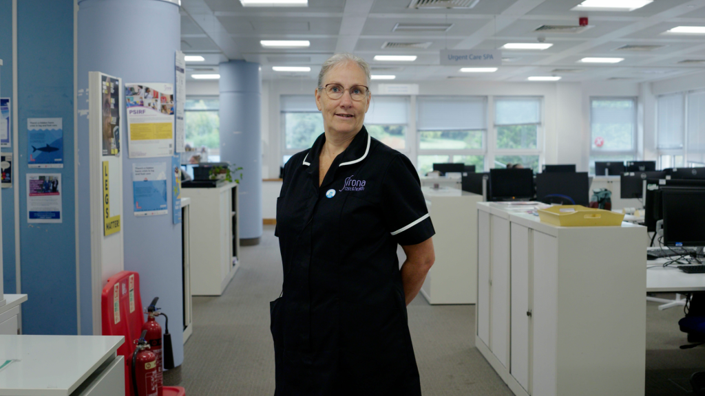 Nikki Woodland in Castlewood after receiving her flu vaccination.