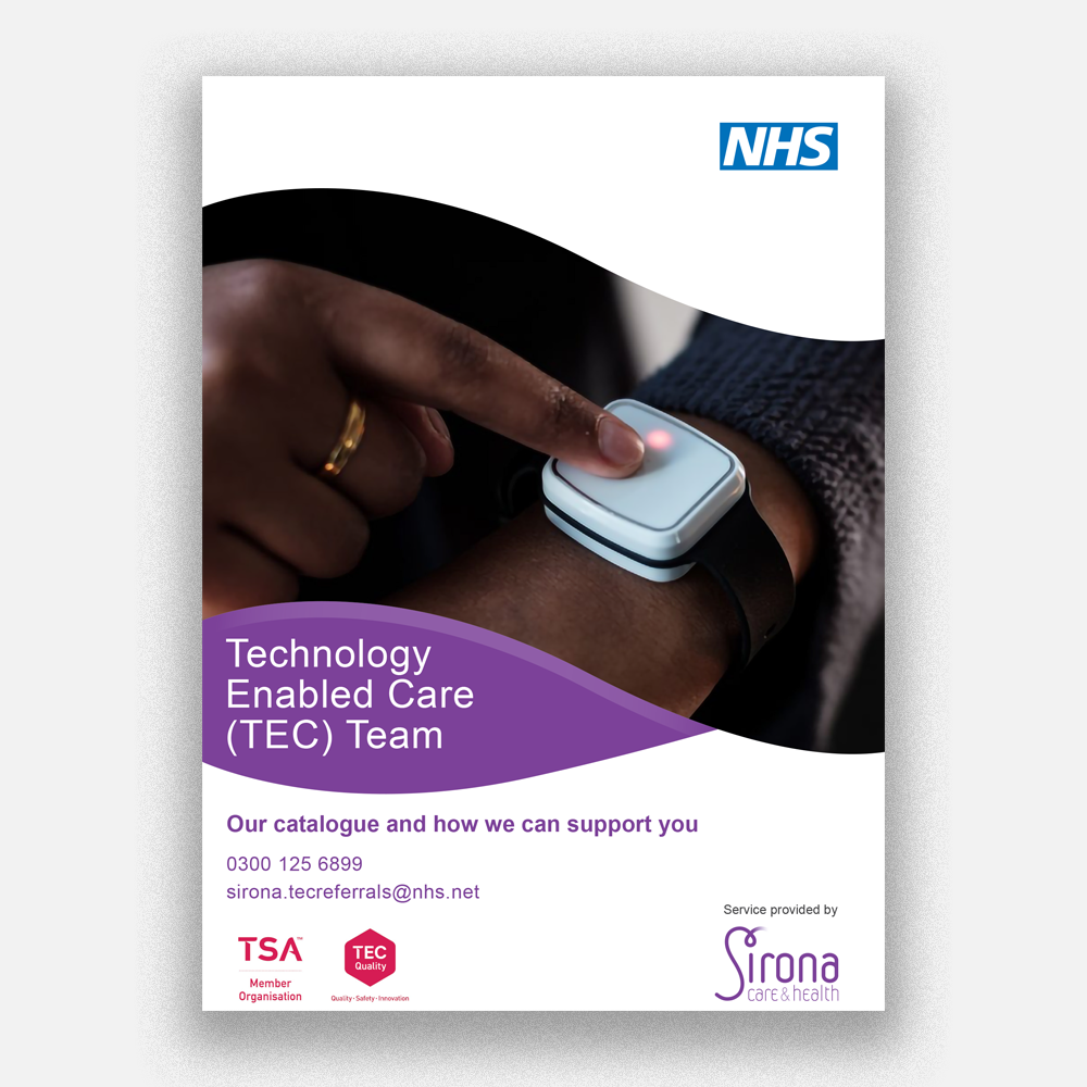 Front cover of technology enabled care team brochure leaflet.