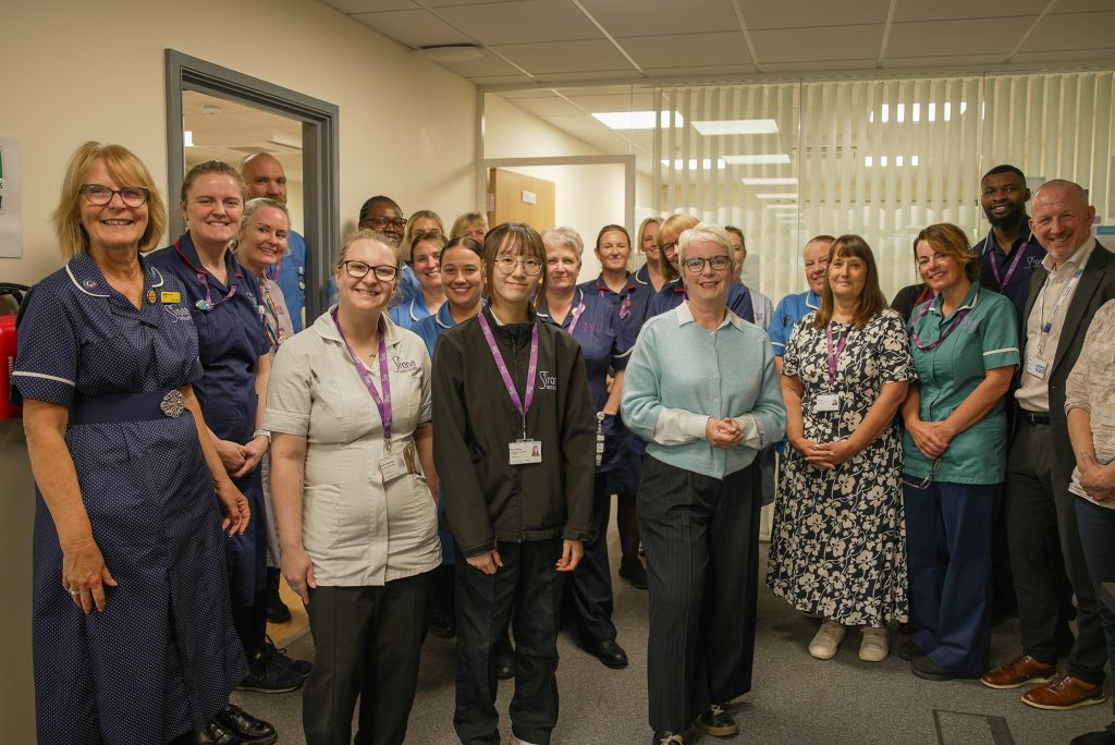Karin Smyth MP with nurses from Sirona care & health at their base in Woodlands Court, Bradley Stoke.
